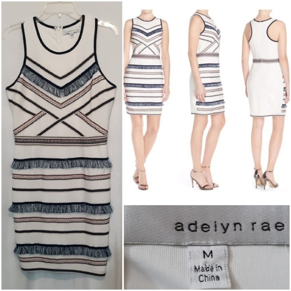 Adelyn Rae Dresses & Skirts - Adelyn Rae Embroidered Fringe Sheath Dress